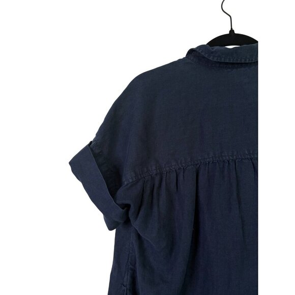 J.Crew Women's 100% Linen Baird McNutt Irish Linen Navy Shirtdress Size Small - Picture 8 of 12
